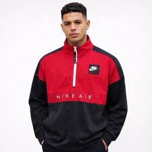 Nike Air Men's Quarter Zip Pullover Small Red Long‎ Sleeve Athletic Streetwear